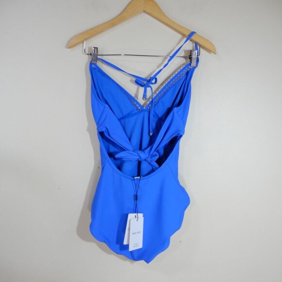 REISS Gia Halter One Piece SWIMSUIT Size US 8 Blue NEW - Picture 6 of 9